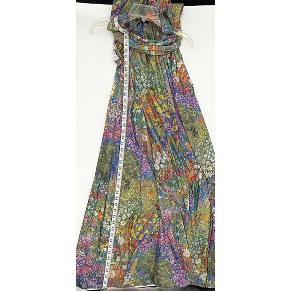 Vintage Jack Bryan Dress 8 Multicolor Floral Halter Maxi Chiffon Overlay 70s 60s - Picture 6 of 12